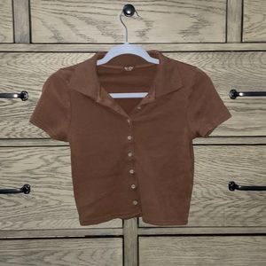 john galt brown polo button up